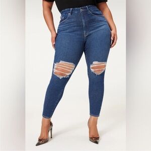 Good American Always Fits Good Legs Skinny Ripped Distressed Jeans